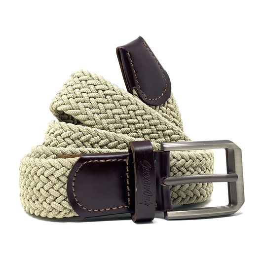 Nylon & Leather Woven Stretch Belt